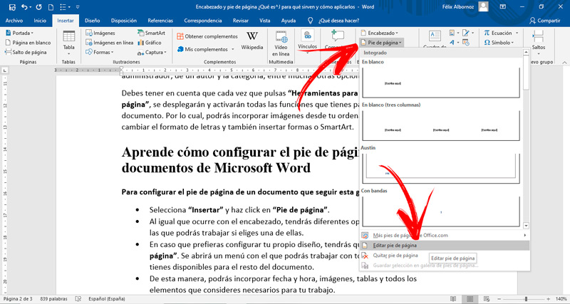 Aprende cómo configurar el pie de página en tus documentos de Microsoft Word