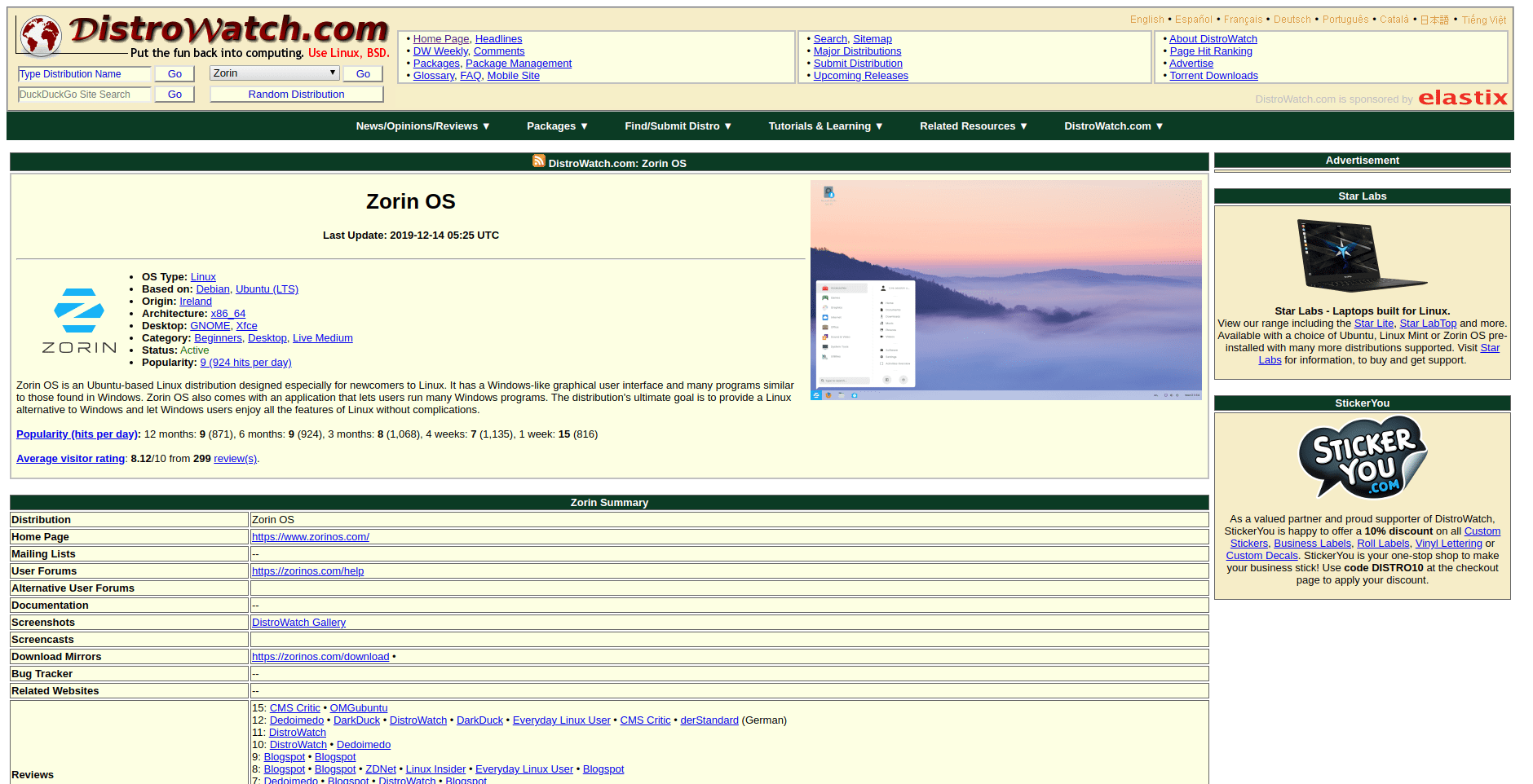 historia Distrowatch