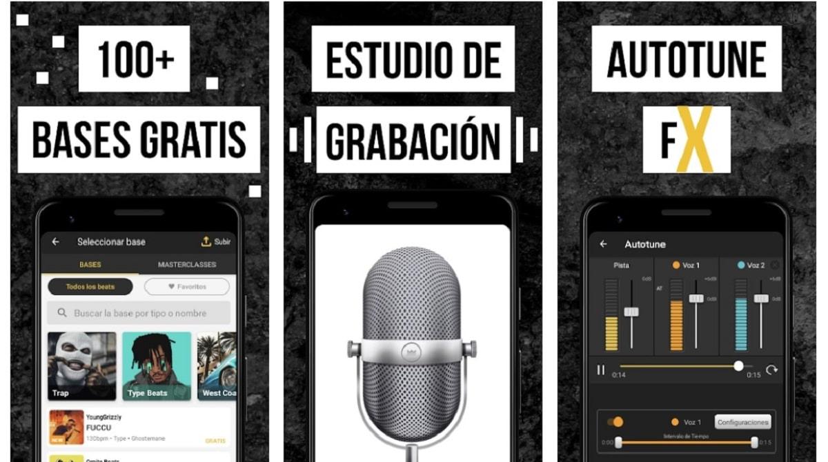 Interfaz de la aplicación Rap Fame