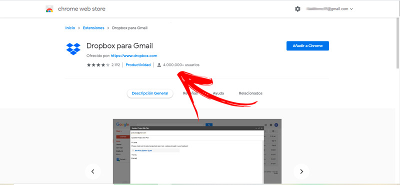 Dropbox para Gmail