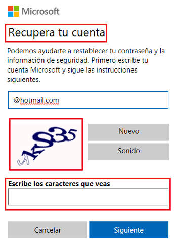 Recuperar contraseña para iniciar sesion correo Hotmail