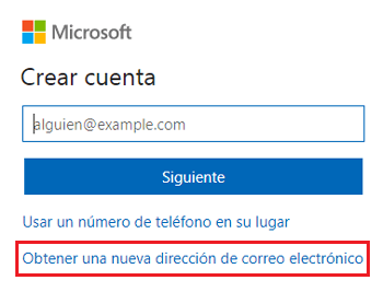 Obtener una nueva dirección de correo electronico Microsoft
