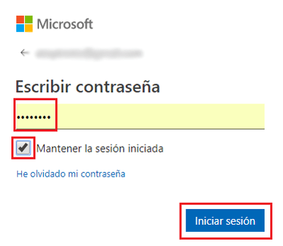 Escribir contraseña para loguearse en Microsoft Outlook