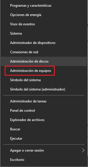 Abrir menu administrador Windows 10