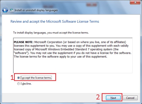 Aceptar terminos de la licencia de Microsoft