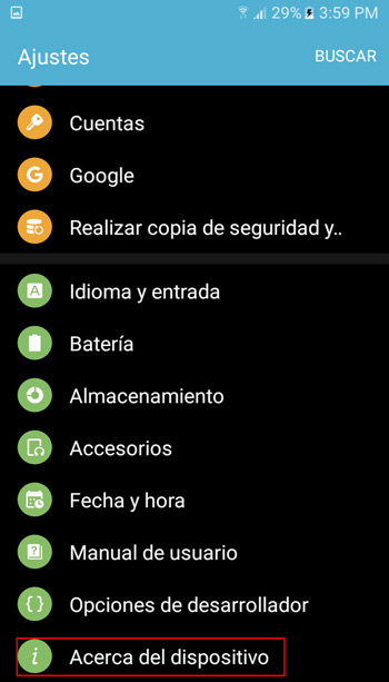Acerca del dispositivo Android