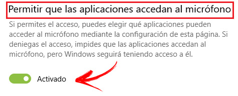 Turn on Allow apps to access microphone