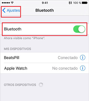 Activar desactivar Bluetooth en iPhone