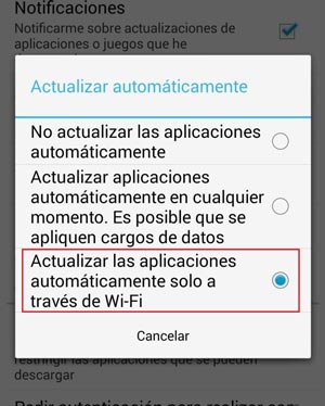 Habilitar o desactivar actualizaciones automaticas app Google Play Store Android