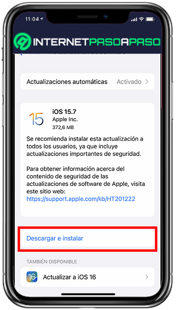 Actualizar sistema iOS 16