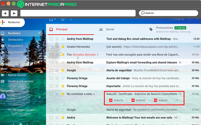 Attachments in email