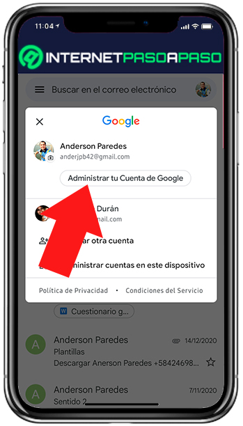 Administrar cuenta en Google desde Android