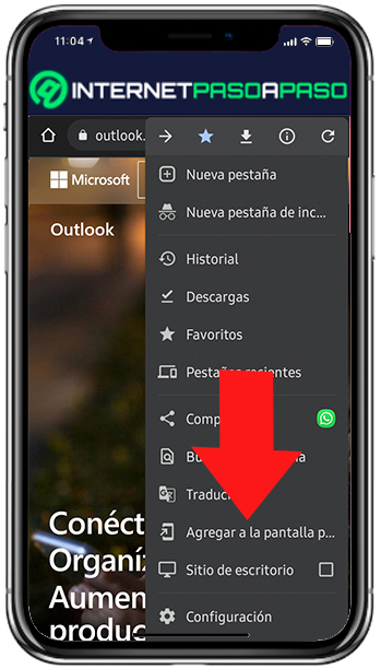 Agregar Outlook a pantalla de inicio en Android