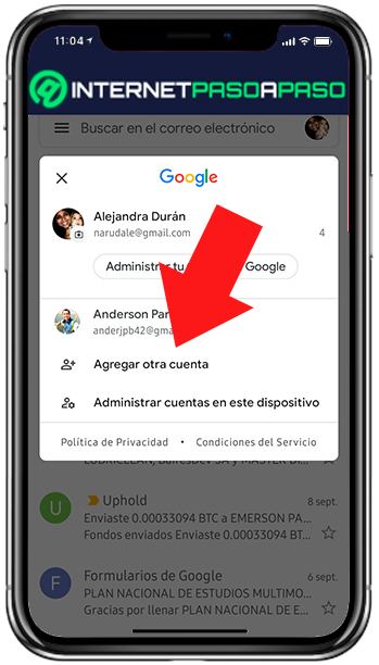 Agregar nueva cuenta en Gmail para Android
