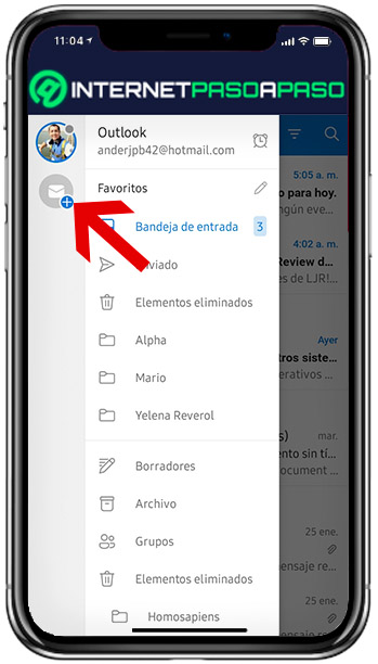 Agregarnuevo correo en Outlook de Android