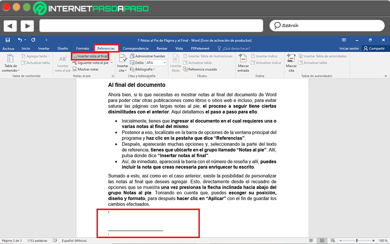 Nota final en word para mac