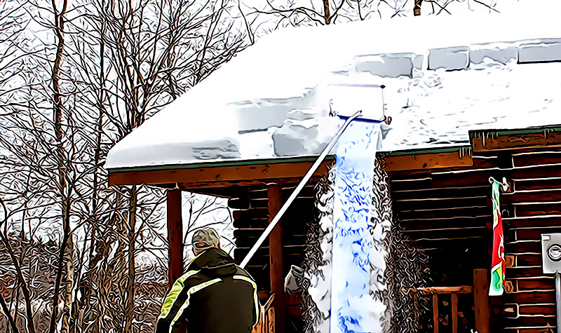 Amaras este rastrillo inteligente para remover la nieve del tejado despues de una nevada