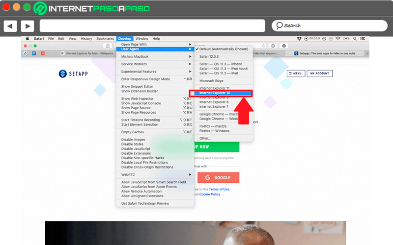 Aprende cómo usar Internet Explorer desde la interfaz de Safari en MacOS