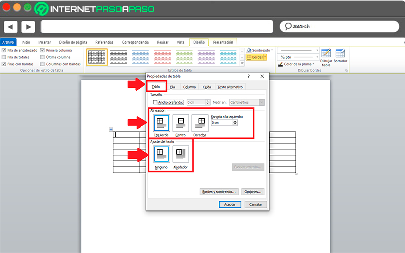 Learn step by step to configure the alignment of your tables in Microsoft Word