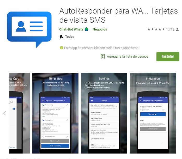 Autoresponder para WA, tarjetas de visita sms