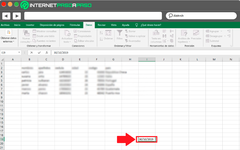 Añade la fecha actual a una de las casillas de Excel