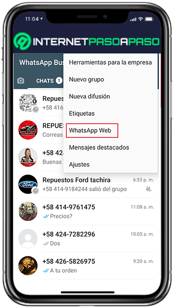 Busca la opción de WhatsApp Web en WhatsApp Business