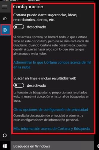 desactivar Cortana