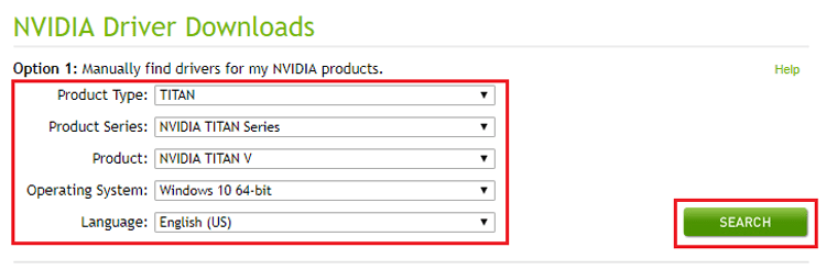 Buscador descarga drivers tarjeta grafica NVIDIA