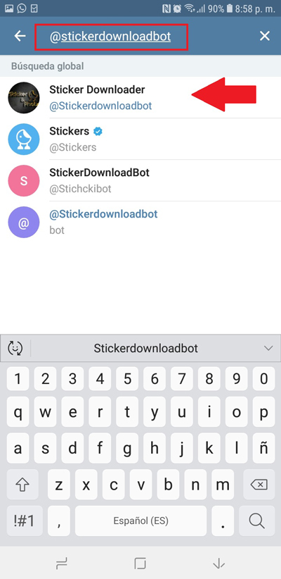 Search for “@Stickerdownloadbot”