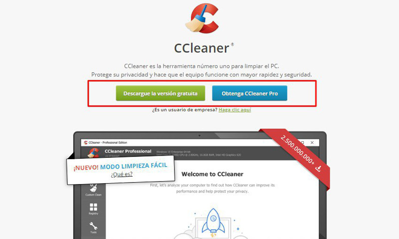 CCleaner. Mejores herramientas para borrar archivos en Windows