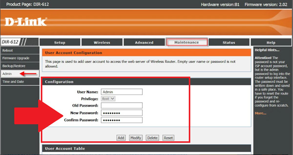 How to change the username and password to access the configuration ...
