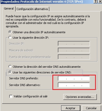 Cambiar DNS IPv4 Windows