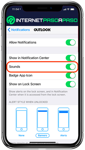 Cambiar notificaciones de Outlook en iOS