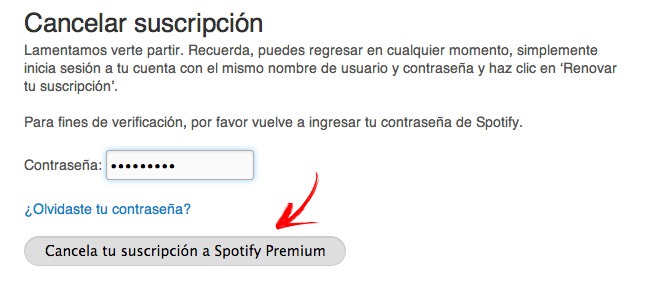Cancelar cuenta Premium Spotify