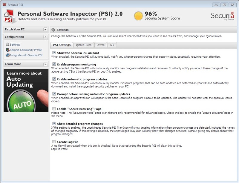 Captura pantalla Flexera Personal Software Inspector