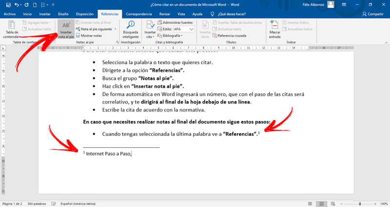 Pasos para realizar una cita en un documento de Microsoft Word fácil y rápido