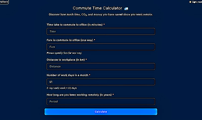 Commute Time Calculator la herramienta para calcular lo que te ahorras con el teletrabajo