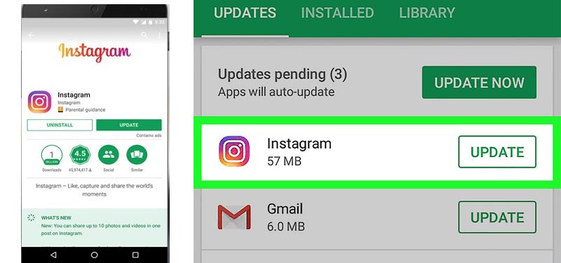 Como actualizar instagram telefono Android