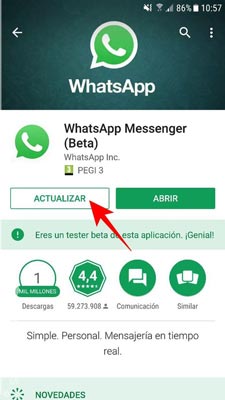 Como actualizar whatsapp desde Play Store