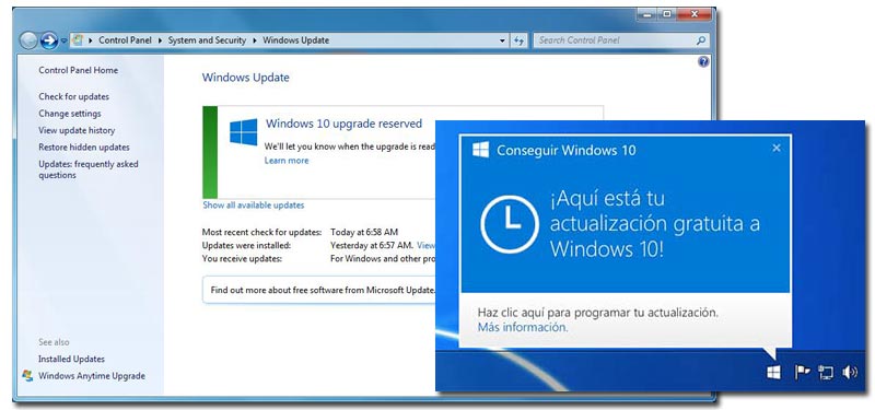 Actualización disponible windows 8 a windows 10