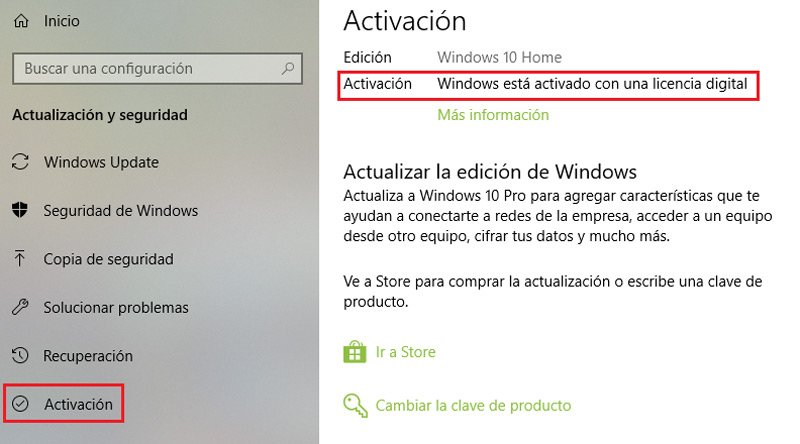Como comprobar si Windows 10 está activado