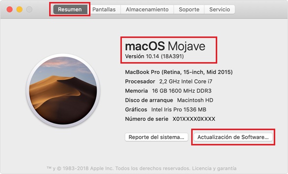 Actualizacion MacOS Mojave