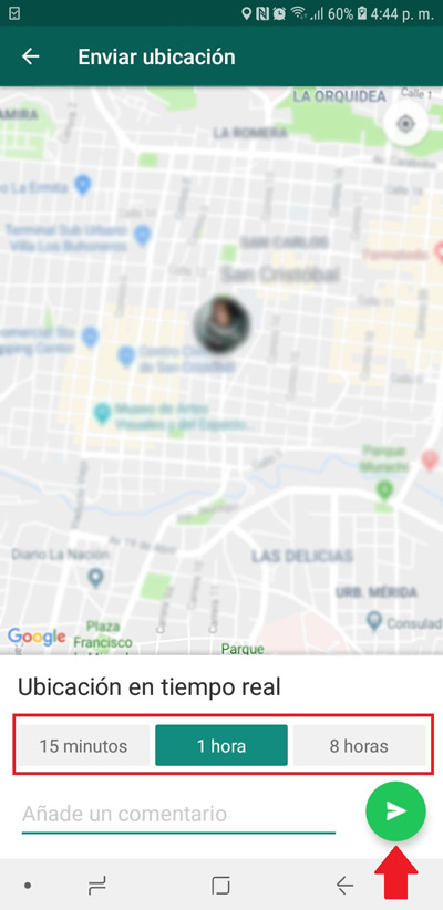 Share your location with a certain contact