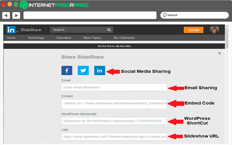 Compartir tus diapositivas de SlideShare en redes sociales