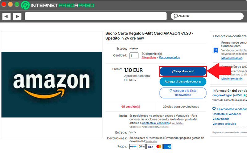 Buying an Amazon gift card with PayPal