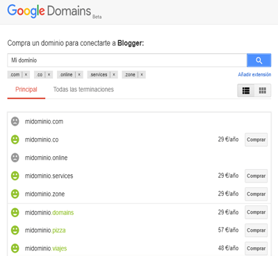 Comprar dominio Google Domains