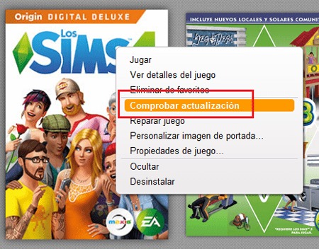 Comprobar actualizacion los Sims 4 
