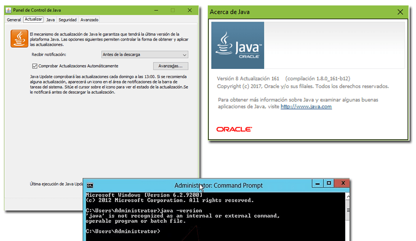 Comprobar version Java disponible en ordenador