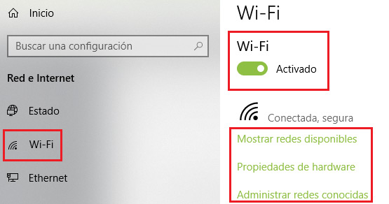 Conectar red internet Windows 10