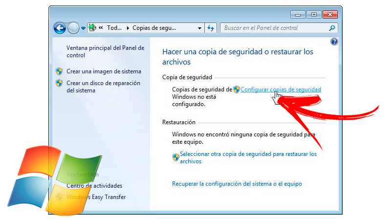 Configura la copia de seguridad de Windows 7